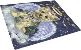 PPP3131LCB Yorkie Christmas Family Tree Glass Cutting Board