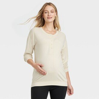 Long Sleeve Henley Maternity And Beyond Shirt - Isabel Maternity by Ingrid & Isabel™ Beige XXL