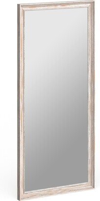 Non-Beveled Wood Full Length Floor Leaner Mirror - Alexandria White Wash Frame - Outer Size: 29 x 65 in - Outer Size: 29 x 65 in