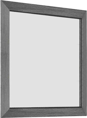 Transitional Style Wooden Frame Mirror with Grain Details, Gray