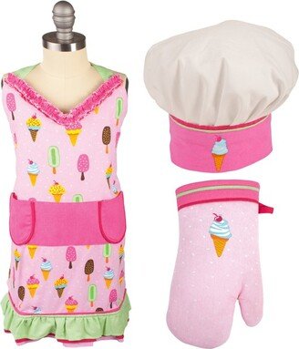 Kids' Apron/Mitt/Hat 3pc Set Pink - Mu Kitchen