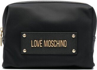 Logo-Plaque Makeup Bag-AA