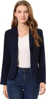 Allegra K Women' Work Office Lapel Collar Stretch Suit Blazer Navy Blue Small