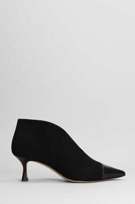 Joelle High Heels Ankle Boots In Black Suede And Leather