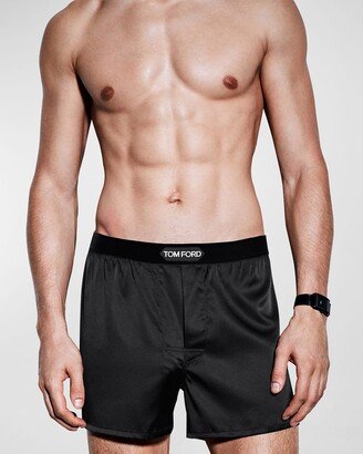 Men's Silk Jacquard Logo Boxers