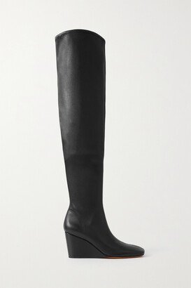 Arlet Leather Over-the-knee Wedge Boots - Black