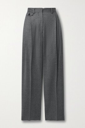 Pleated Wool Tapered Pants - Gray