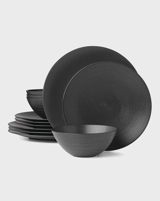 LX Collective Black 12-Piece Dinnerware Set