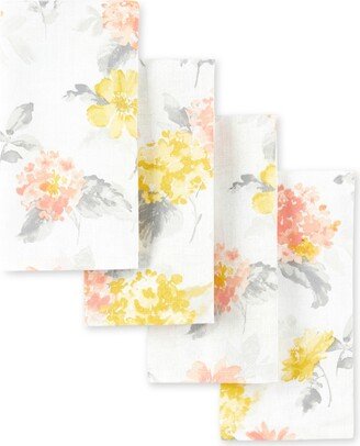 Amber Floral Napkin Set 4-Pack, 19 x 19 - Yellow, Coral