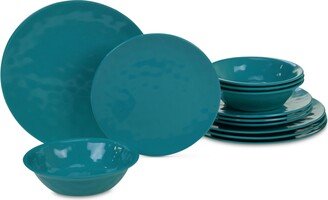 Teal Melamine 12-Pc. Dinnerware Set, Service for 4