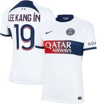 Women's Lee Kang In White Paris Saint-Germain 2023/24 Away Stadium Replica Player Jersey