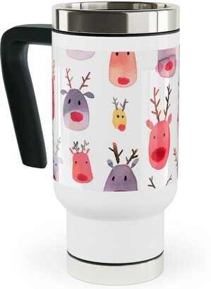 Travel Mugs: Rudolph Reindeers Travel Mug With Handle, 17Oz, Red