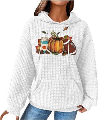 Generic Womens Fall Fashion Soft Long Sleeve Oversized Thanksgiving Plus Size Hooded Thankful Sweatshirts Lightweight Loose Fit Holiday Clothes with Pockets white XX-Large