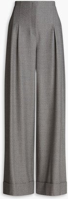 Pleated wool-blend twill wide-leg pants