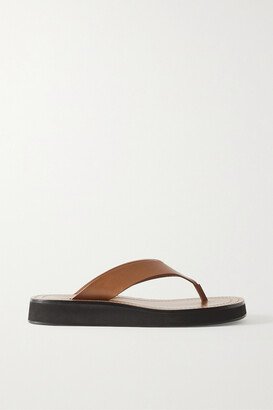 Ginza Leather Platform Flip Flops - Neutrals