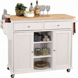 Kitchen Cart with Caster Wheels in Natural and White