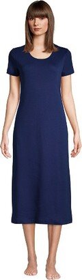 Land' End Women' Petite Supima Cotton Short Sleeve Midcalf Nightgown Dre - X-Small - Deep Sea Navy