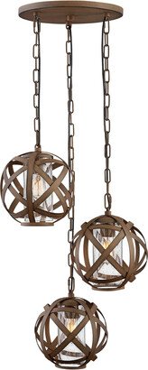 Vintage Iron Carson Three-Light Outdoor Pendant Light OPEN BOX