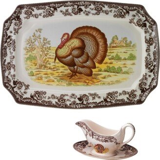 Woodland 3 Piece Turkey Sauce Boat and Platter