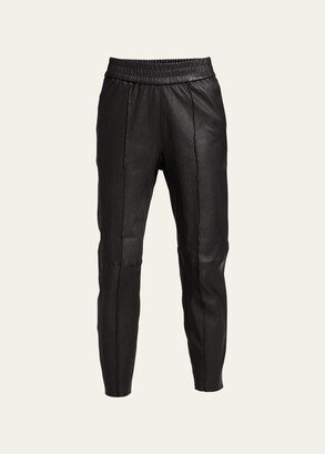 High-Waist Leather Joggers