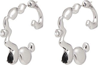 Metallic Futuristic Bubble Hoops With Glass Embellishments Earrings Silver