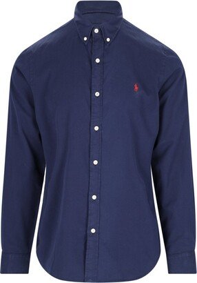 Logo-Embroidered Button-Up Shirt-AB