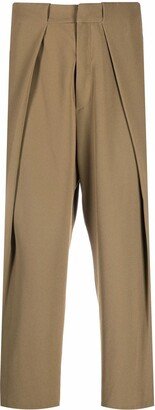 Side Folded Crepe Cropped Trousers-AA