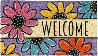 Polka Dot Daisy Welcome Coir Mat