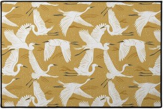 Door Mats: Soaring Wings Cranes Door Mat, Yellow