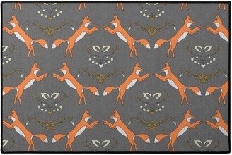 Door Mats: Foxen - Gray And Orange Door Mat, Gray