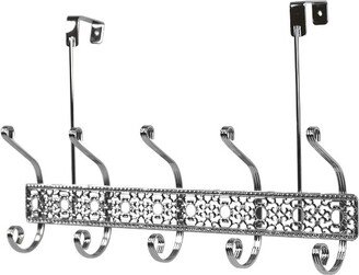 5 Dual Hook Chrome Plated Steel Over the Door Hanging Rack