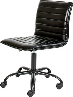 Emma and Oliver Low Back Designer Armless Black Ribbed Swivel Task Office Chair - Home Office