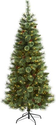 White Mountain Pine Artificial Christmas Tree with Lights and Pinecones, 72