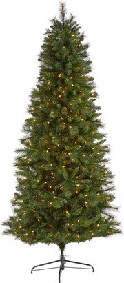 Slim West Virginia Mountain Pine Artificial Christmas Tree with Lights and Bendable Branches, 90