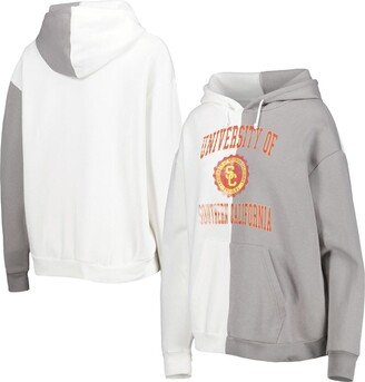 Women's Gameday Couture Gray, White Usc Trojans Split Pullover Hoodie - Gray, White