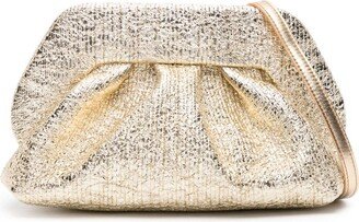 Gea metallic ruched clutch bag