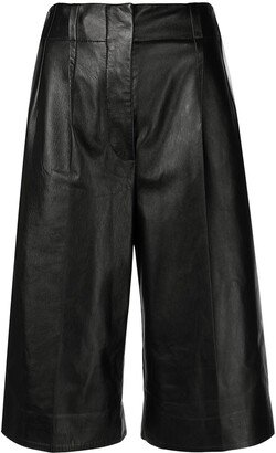 Tailored Knee-Length Leather Shorts