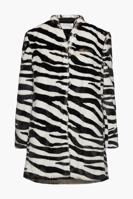 Zebra-print faux fur coat-AB