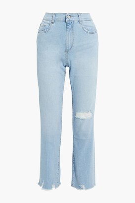 Patti cropped distressed mid-rise straight-leg jeans