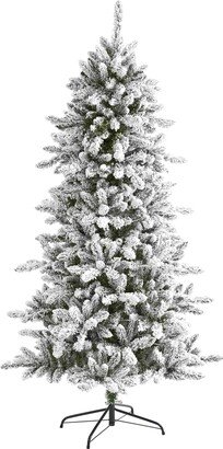 6ft. Flocked Livingston Fir Artificial Christmas Tree with Pine Cones and 696 Bendable Branches