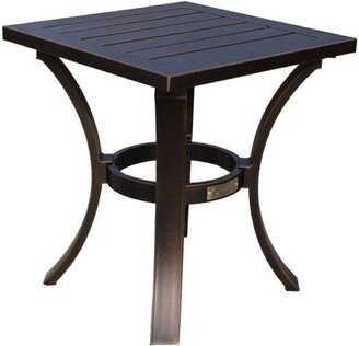 22 Inch Noe Metal Patio End Table with Flared Legs, Dark Bronze-AA