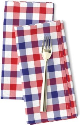 Usa Dinner Napkins | Set Of 2 - Red White & Blue Gingham Checks By Northern Whimsy Patriotic Fourth Of July Cloth Spoonflower