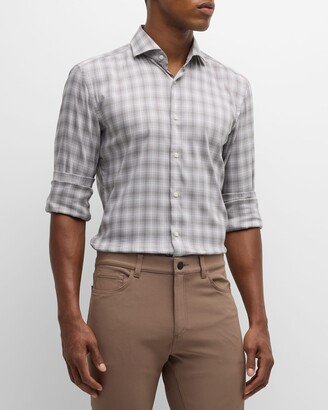 Men's Check-Print Stretch Dress Shirt