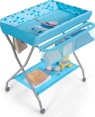 Baby Changing Table Folding Diaper Changing Station w/ Safety Belt & - See Details