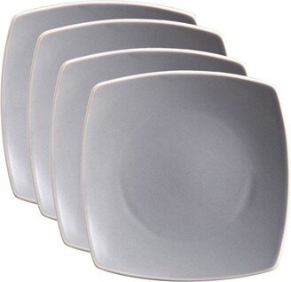 HomeTrends kids Hometrends Soho Lounge 4 Piece 7.4 Inch Square Stoneware Salad Plate Set in Grey