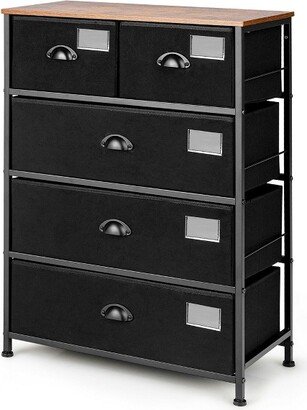 5 Drawer Dresser Fabric Storage Tower Organizer Unit Sturdy Steel Frame