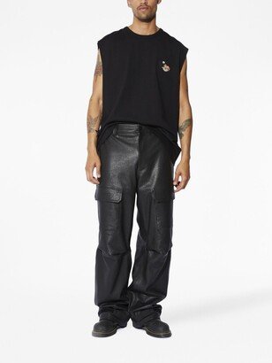 Wide-Leg Leather Cargo Trousers