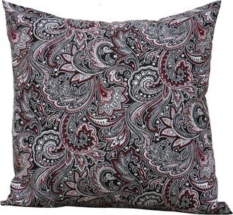 Black, Red & White Paisley Throw Pillow Cover, 16 X 16, 100% Cotton With Envelope Opening Closure