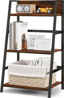 3-Tier Ladder Bookshelf Industrial Storage Rack Bookcase Plant Display Shelf