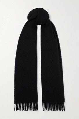 Woven Fringed Scarf - Black